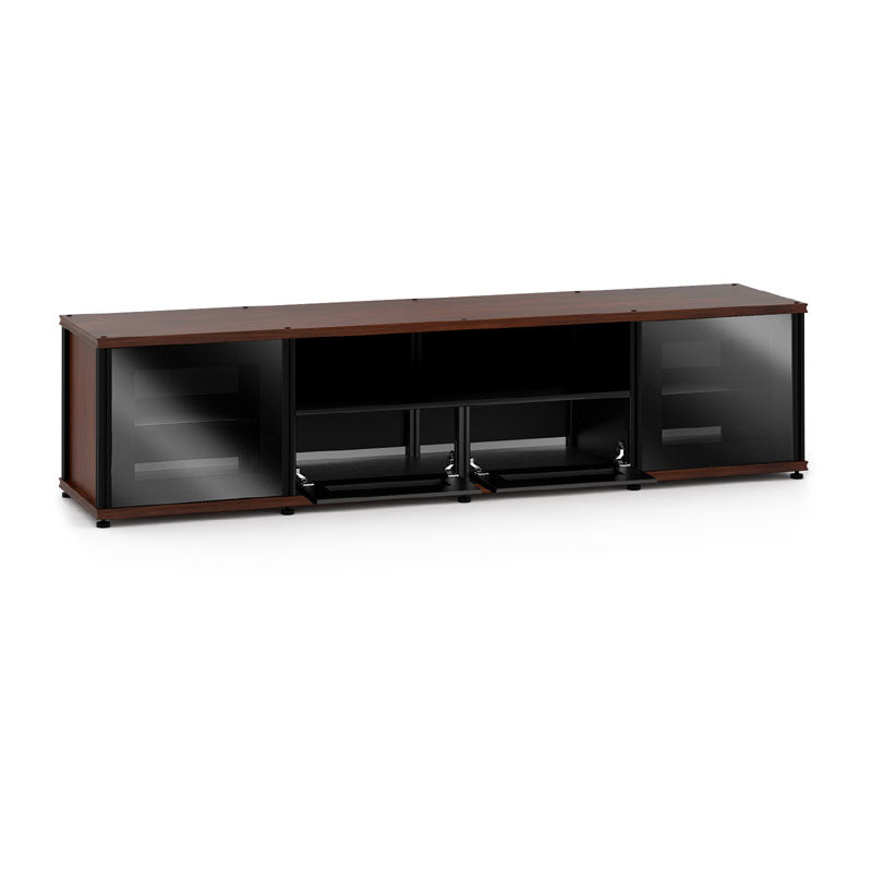 Salamander Synergy Model 243 Media Cabinet Dark Walnut Black Glass