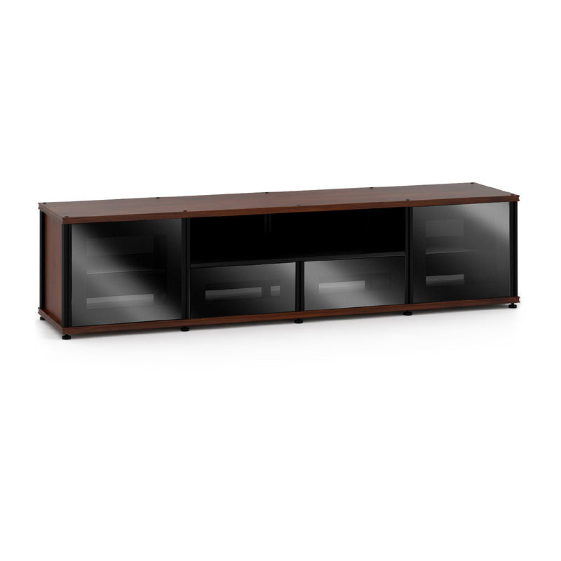 Salamander Synergy Model 243 Media Cabinet Dark Walnut Black Glass