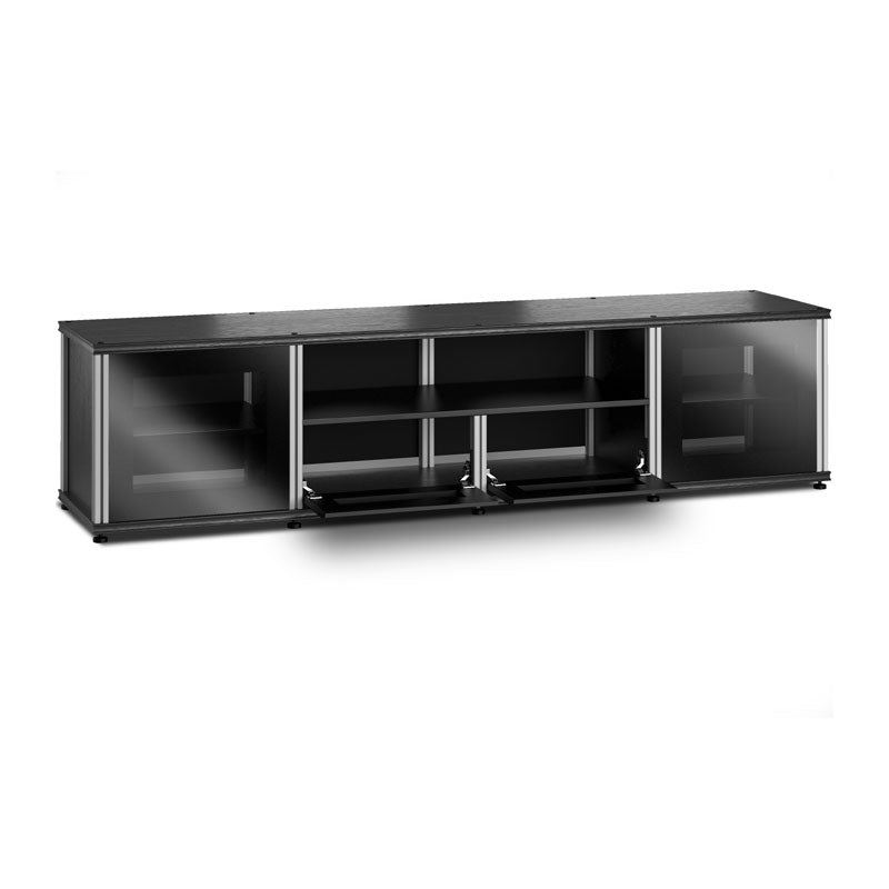 Salamander Synergy Model 243 Quad AV Cabinet – Black Oak, IR-Ready Glass, Aluminum Posts