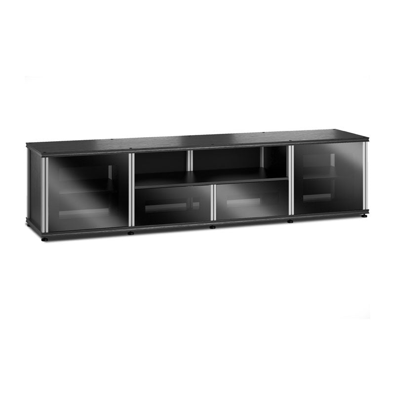 Salamander Synergy Model 243 Quad AV Cabinet – Black Oak, IR-Ready Glass, Aluminum Posts