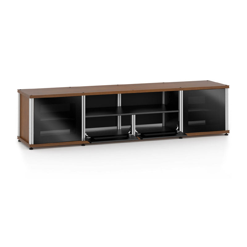 Salamander Synergy Model 243C/BG/A AV Cabinet – American Cherry, Black Glass, Aluminum Posts