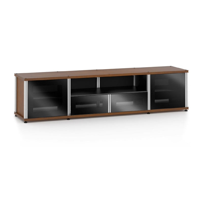 Salamander Synergy Model 243C/BG/A AV Cabinet – American Cherry, Black Glass, Aluminum Posts