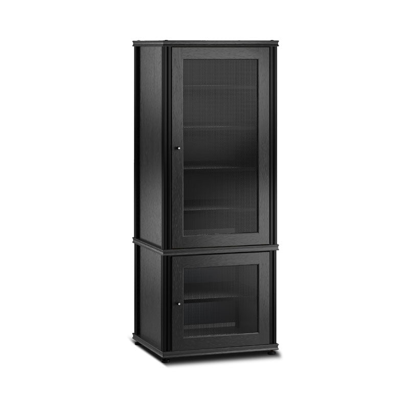 Salamander Synergy Model 603 Black Oak Media Cabinet with Black Posts
