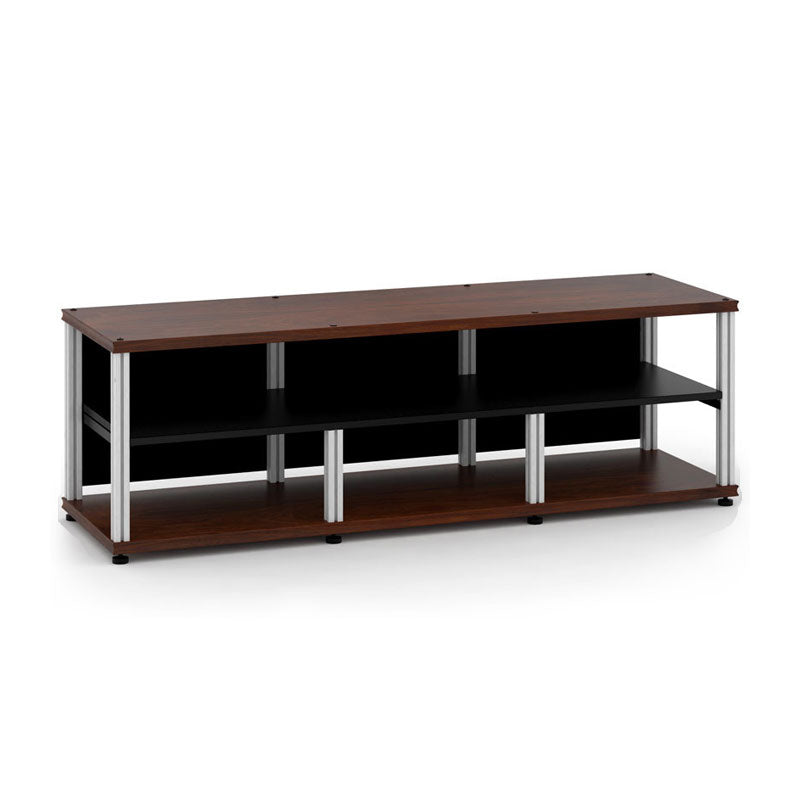 Salamander Synergy Open Center Triple 20 AV Cabinet Walnut Aluminum Posts