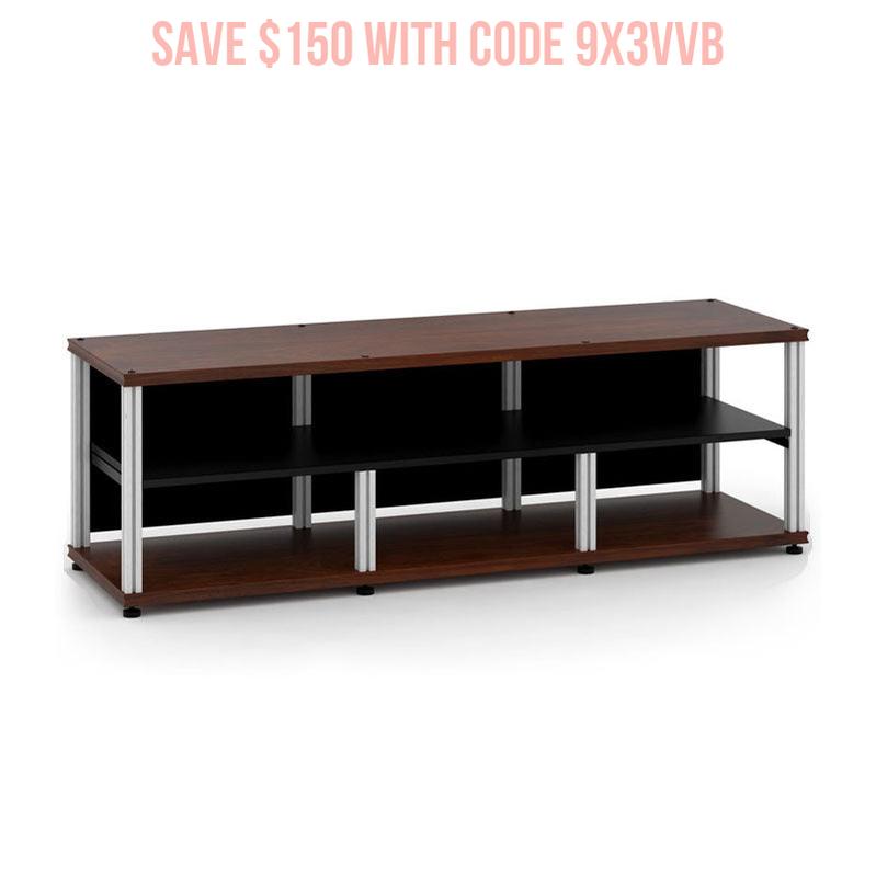 Salamander Synergy Open Center Triple 20 AV Cabinet Walnut Aluminum Posts
