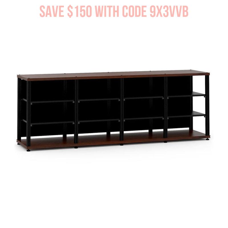Salamander Synergy Quad 30 AV Cabinet Walnut Black Posts – Modular Storage