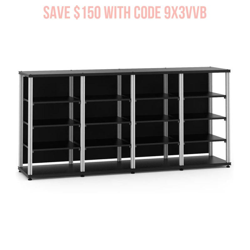 Salamander Synergy Quad 40 Black Oak AV Furniture with Aluminum Posts