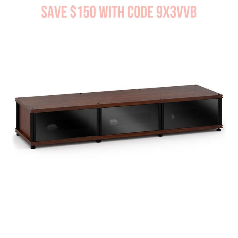 Salamander Synergy Single Box 134 Dark Walnut Storage with Black Glass Doors
