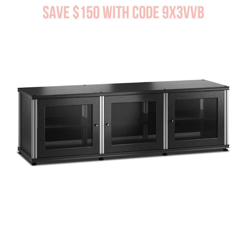 Salamander Synergy Single Box 237 Black Oak AV Cabinet with Aluminum Posts