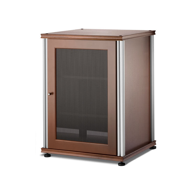 Salamander Synergy Single Box 303 Walnut AV Cabinet with Aluminum Posts
