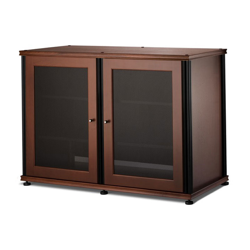 Salamander Synergy Single Box 323 Walnut with Black Posts – Modular AV Furniture for Media Centers