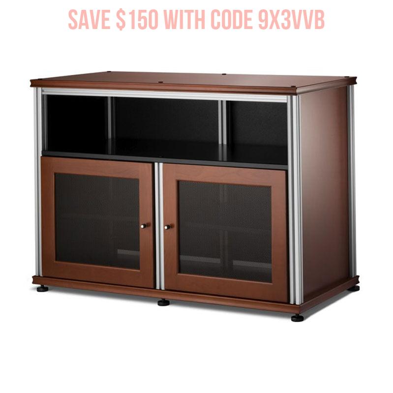Salamander Synergy Single Box 329 Cherry with Aluminum Posts – Modular AV Storage