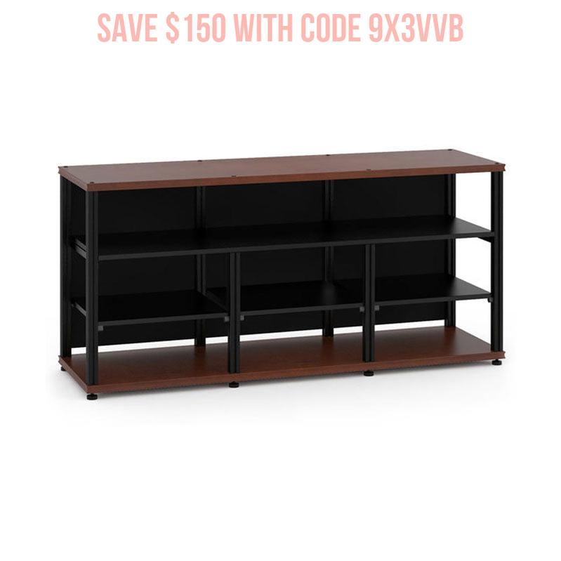 Salamander Synergy Triple 30 Media Cabinet with Center Opening – Cherry & Black Posts
