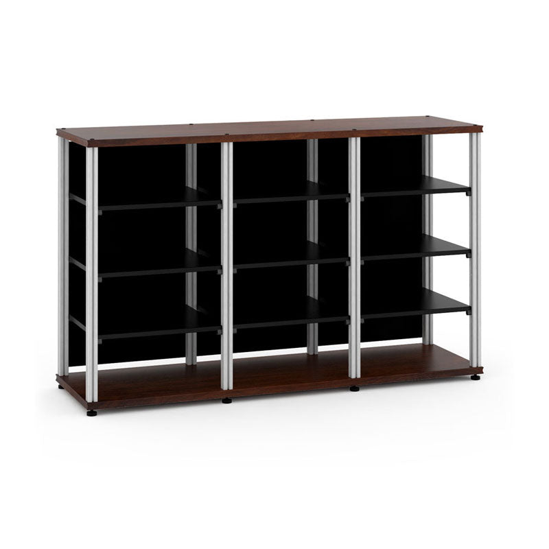 Salamander Synergy Triple 40 Walnut AV Stand with Aluminum Posts