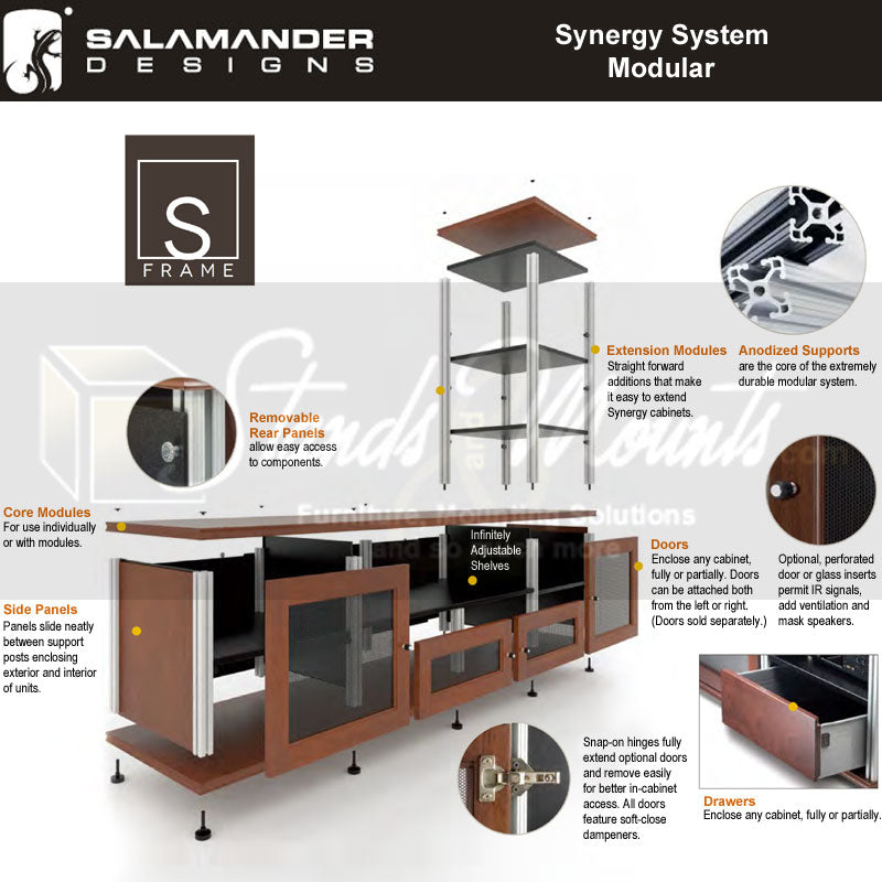 Salamander Synergy Twin 30 Extension Walnut Black Posts – Modular AV Storage