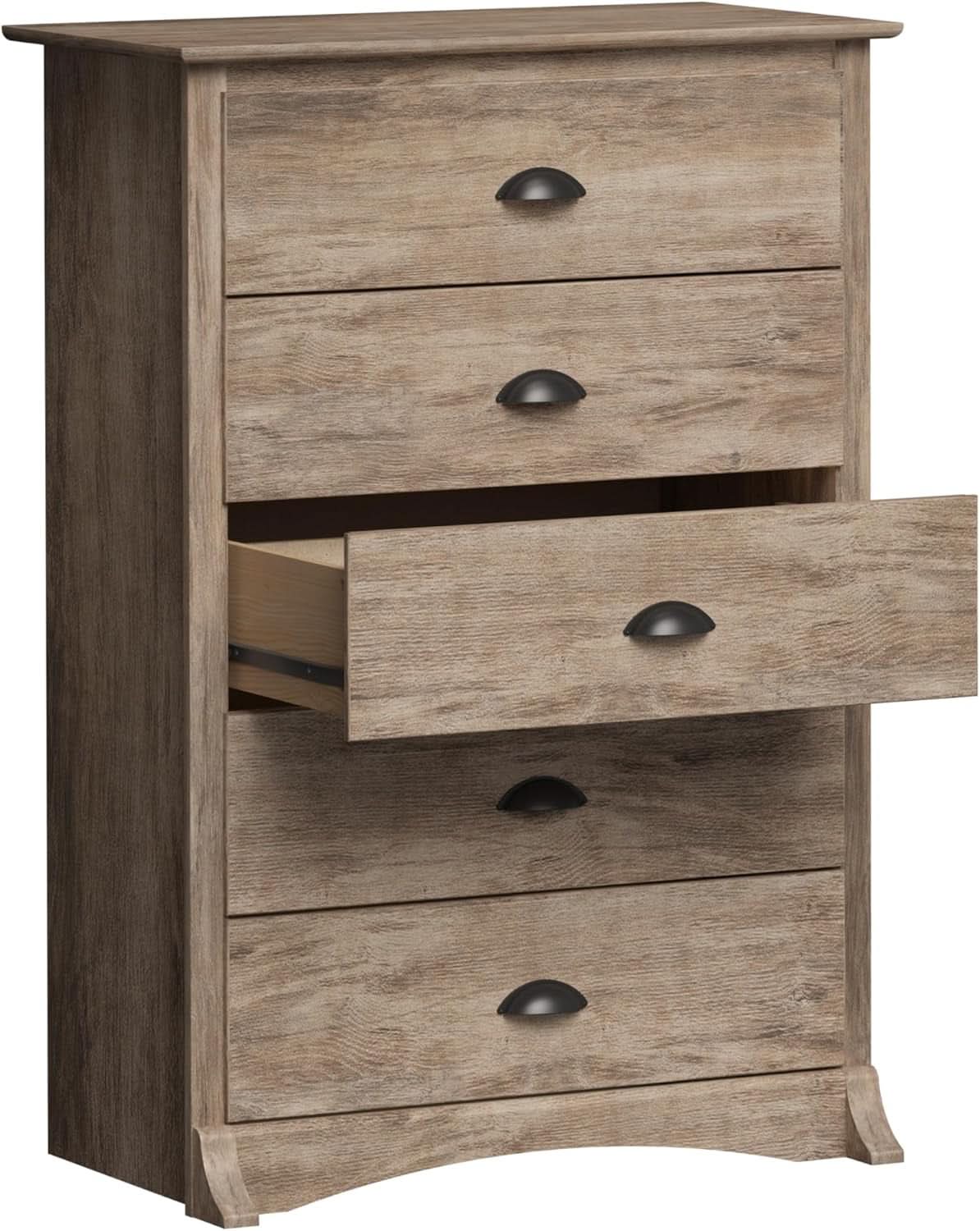 Salt Spring Rustic 5 Drawer Tall Dresser In Drifted Gray