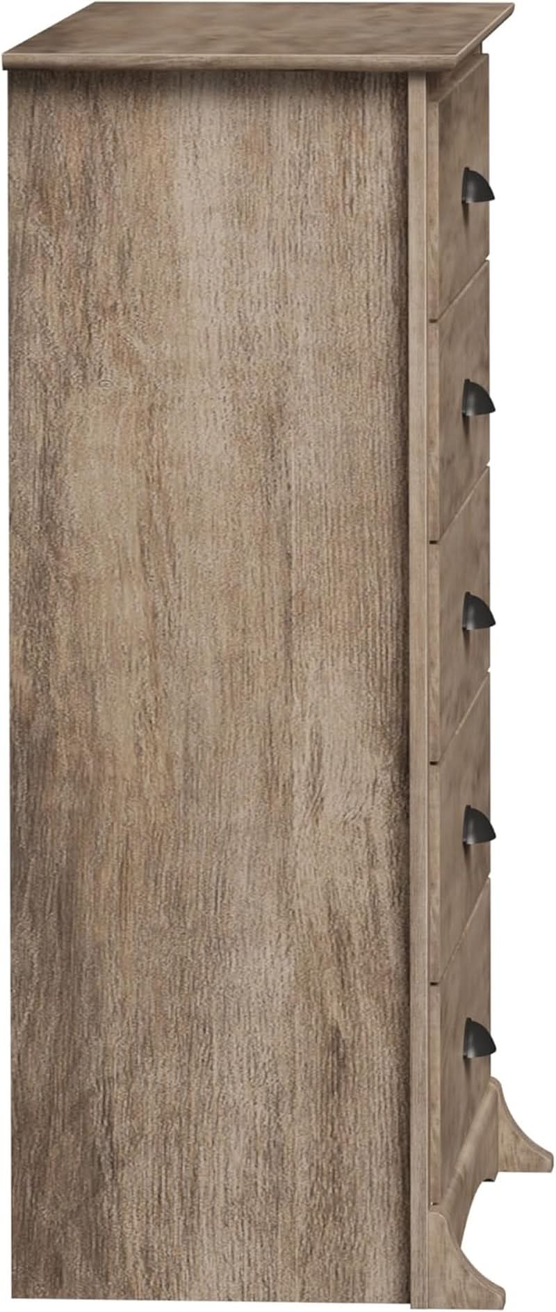 Salt Spring Rustic 5 Drawer Tall Dresser In Drifted Gray
