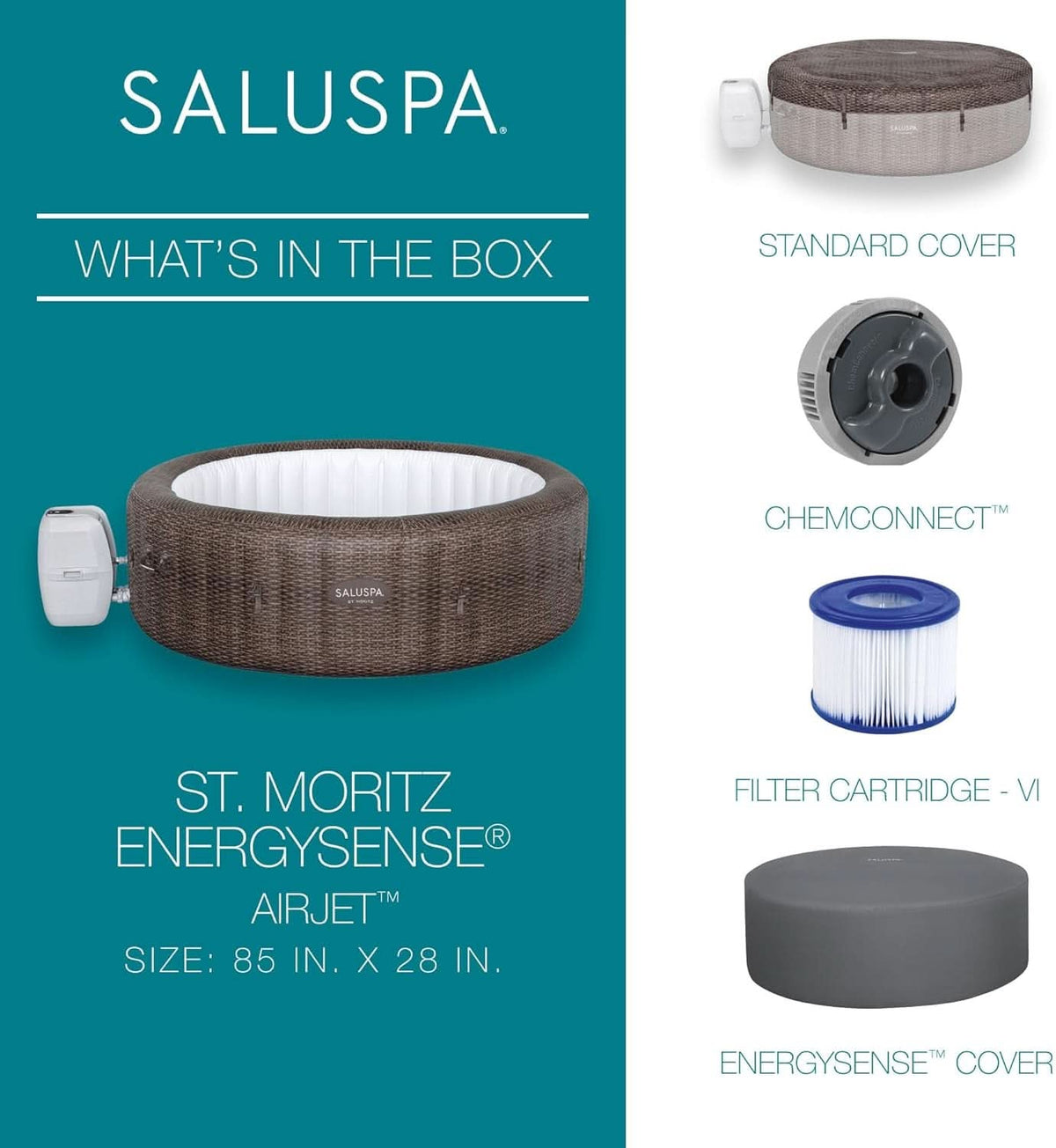 SaluSpa St Moritz Inflatable Hot Tub 7 Person 180 Jets