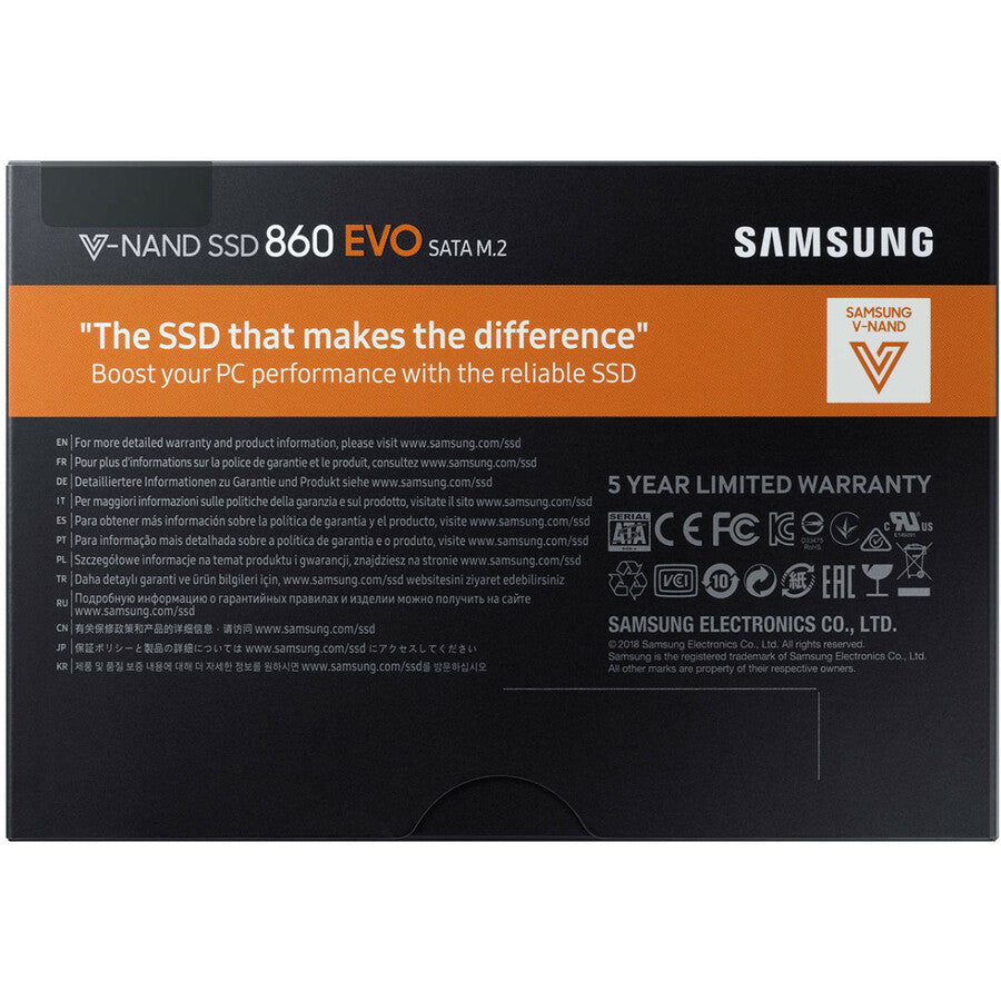 Samsung 860 EVO 500 GB Solid State Drive - M.2 2280 Internal - SATA (SATA/600) MZ-N6E500BW