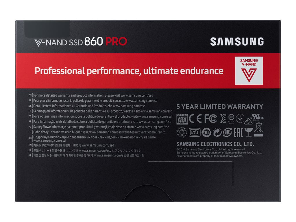 Samsung 860 PRO MZ-76P256BW - SSD - encrypted - 256 GB - internal - 2.5 - SATA 6Gb/s - buffer: 512 MB - 256-bit AES -