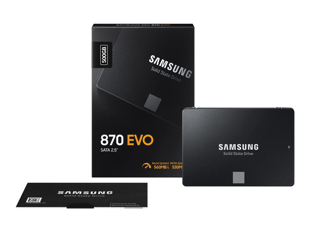 Samsung 870 EVO MZ-77E500BW - SSD - encrypted - 500 GB - internal - 2.5 - SATA 6Gb/s - buffer: 512 MB - 256-bit AES -