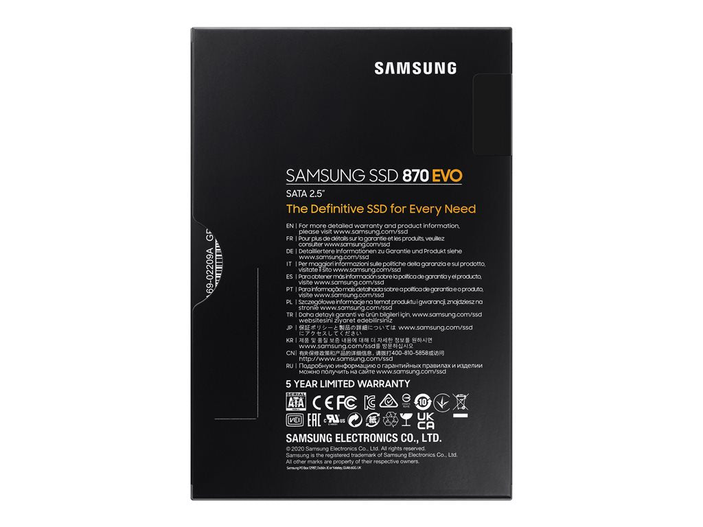 Samsung 870 EVO MZ-77E500BW - SSD - encrypted - 500 GB - internal - 2.5 - SATA 6Gb/s - buffer: 512 MB - 256-bit AES -