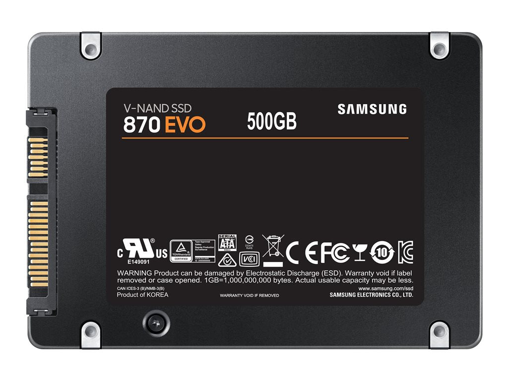 Samsung 870 EVO MZ-77E500BW - SSD - encrypted - 500 GB - internal - 2.5 - SATA 6Gb/s - buffer: 512 MB - 256-bit AES -
