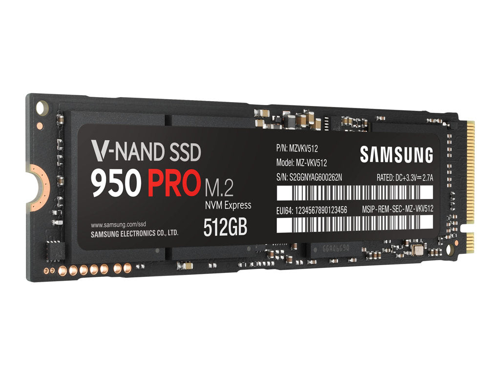Samsung 950 PRO MZ-V5P512BW - SSD - encrypted - 512 GB - internal - M.2 2280 - PCIe 3.0 x4 (NVMe) - buffer: 512 MB -