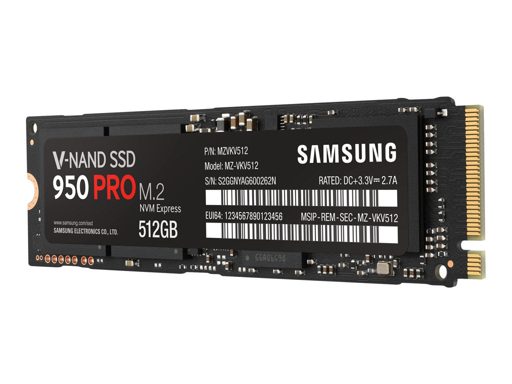 Samsung 950 PRO MZ-V5P512BW - SSD - encrypted - 512 GB - internal - M.2 2280 - PCIe 3.0 x4 (NVMe) - buffer: 512 MB -