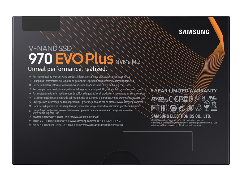 Samsung 970 EVO Plus MZ-V7S2T0 - SSD - encrypted - 2 TB - internal - M.2 2280 - PCIe 3.0 x4 (NVMe) - buffer: 2 GB -
