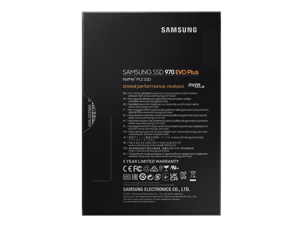 Samsung 970 EVO Plus MZ-V7S2T0BW - SSD - encrypted - 2 TB - internal - M.2 2280 - PCIe 3.0 x4 (NVMe) - buffer: 2 GB -