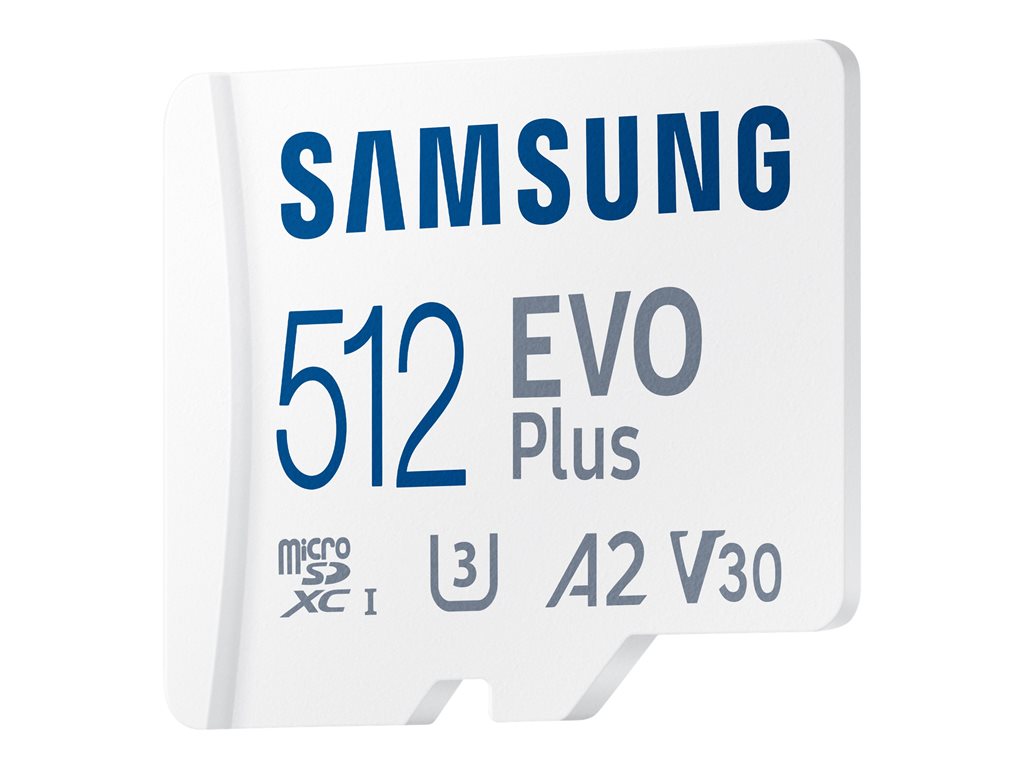 Samsung EVO Plus MB-MC512KA - Flash memory card (microSDXC to SD adapter included) - 512 GB - A2 / Video Class V30 /