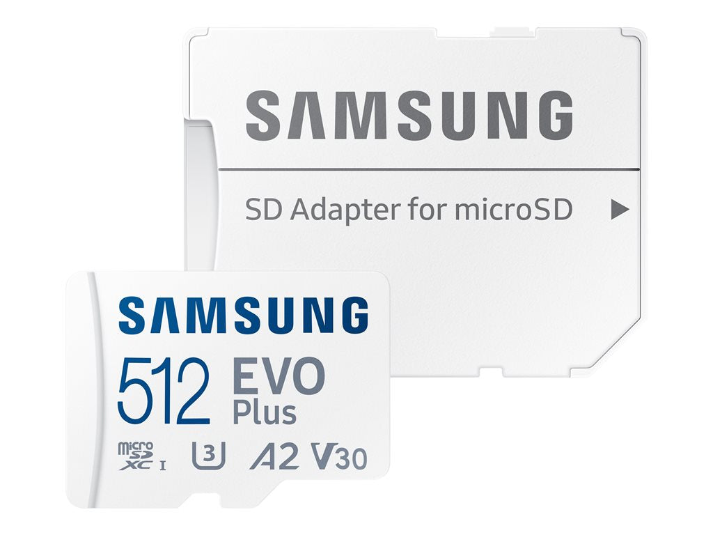 Samsung EVO Plus MB-MC512KA - Flash memory card (microSDXC to SD adapter included) - 512 GB - A2 / Video Class V30 /