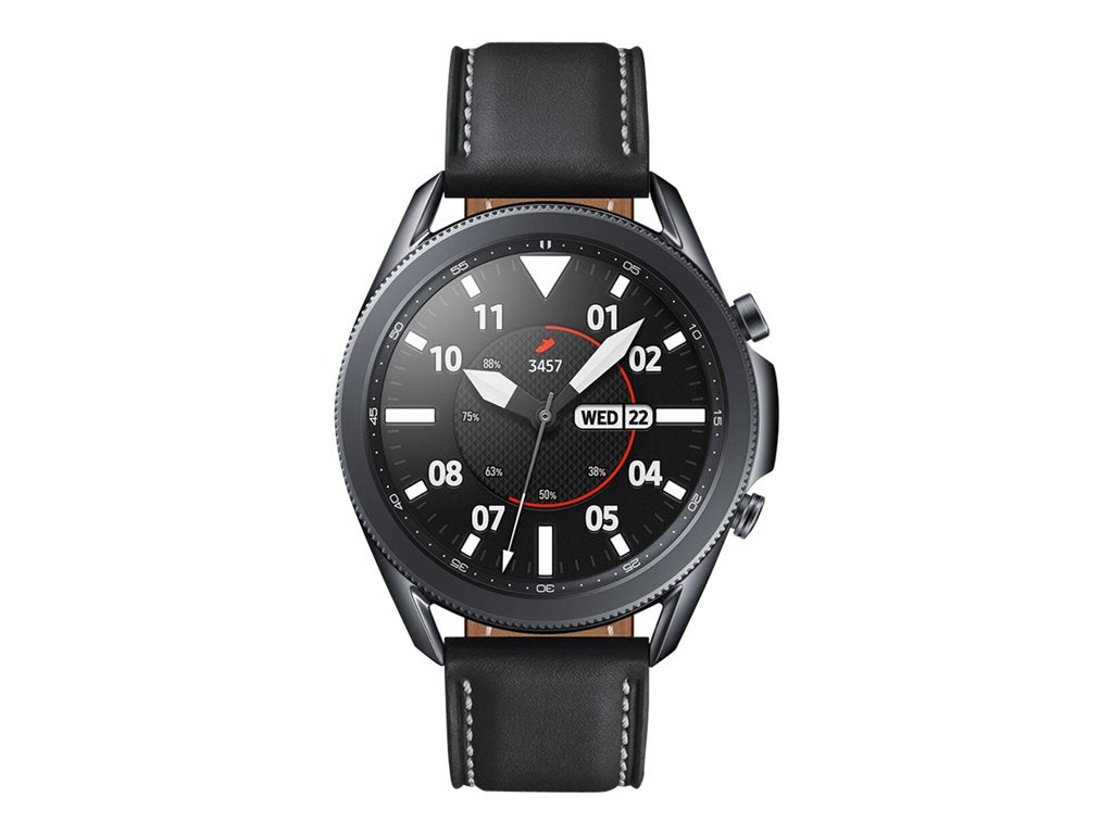 Samsung Galaxy Watch 3 - 45 mm - mystic black - smart watch with band - leather - display 1.4 - 8 GB - Wi-Fi
