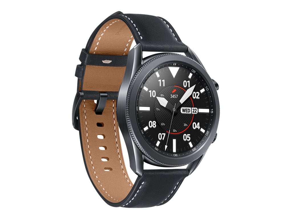 Samsung Galaxy Watch 3 - 45 mm - mystic black - smart watch with band - leather - display 1.4 - 8 GB - Wi-Fi
