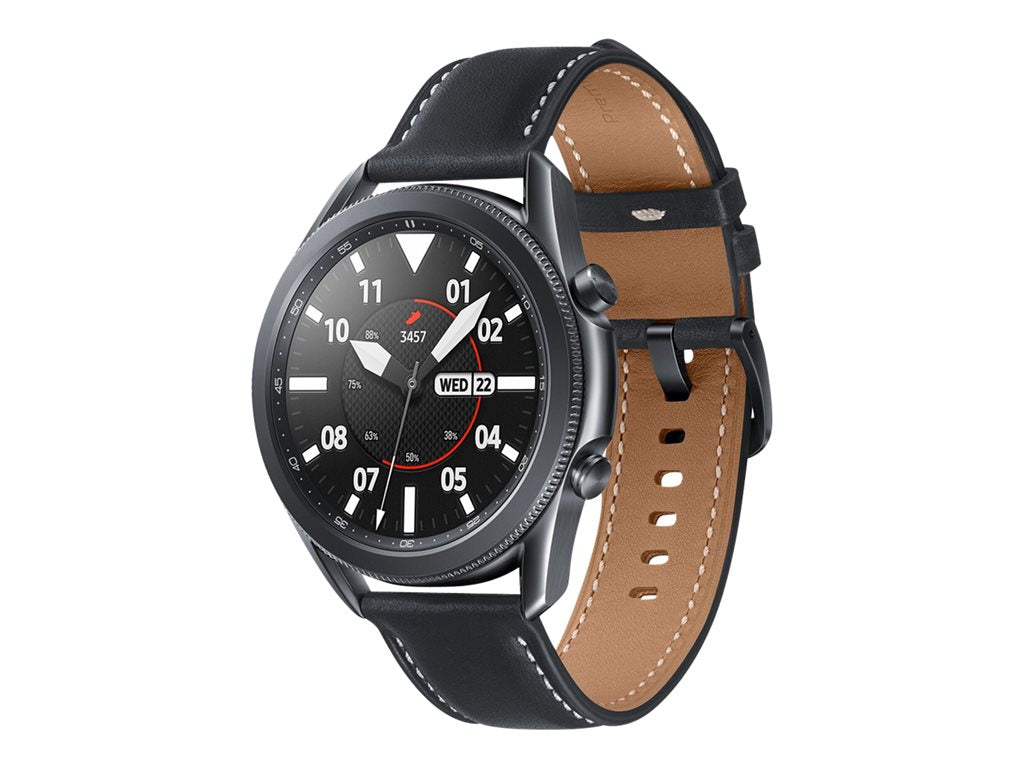 Samsung Galaxy Watch 3 - 45 mm - mystic black - smart watch with band - leather - display 1.4 - 8 GB - Wi-Fi