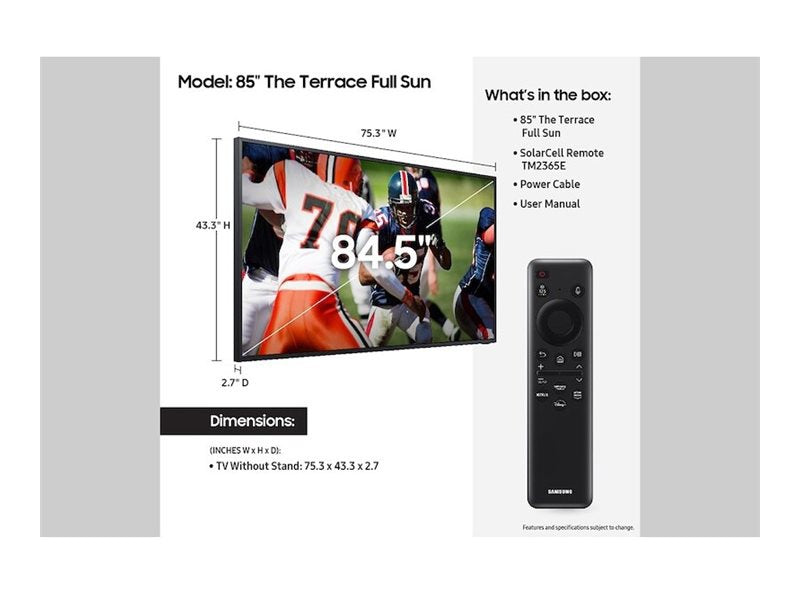 Samsung LS Series 85" 4K UHD TV 120Hz Quantum Dot for Home & Pro