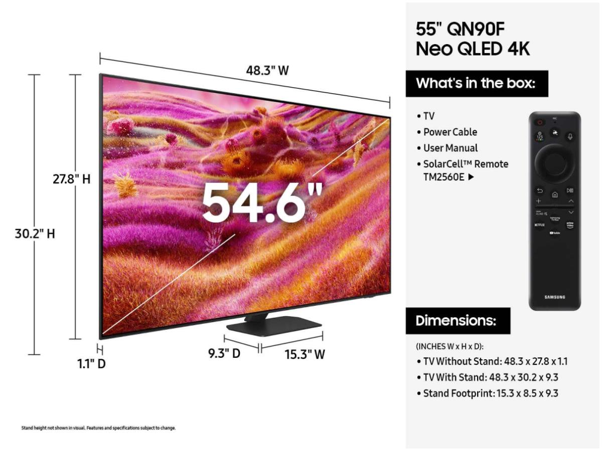 Samsung QN55QN90FAFXZA 55 Inch Neo QLED 4K QN90F Vision AI Smart TV