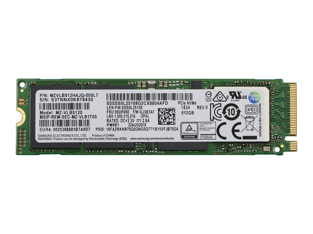 Samsung - SSD - encrypted - 512 GB - internal - M.2 2280 - PCIe 3.0 x4 (NVMe) - TCG Opal Encryption - FRU