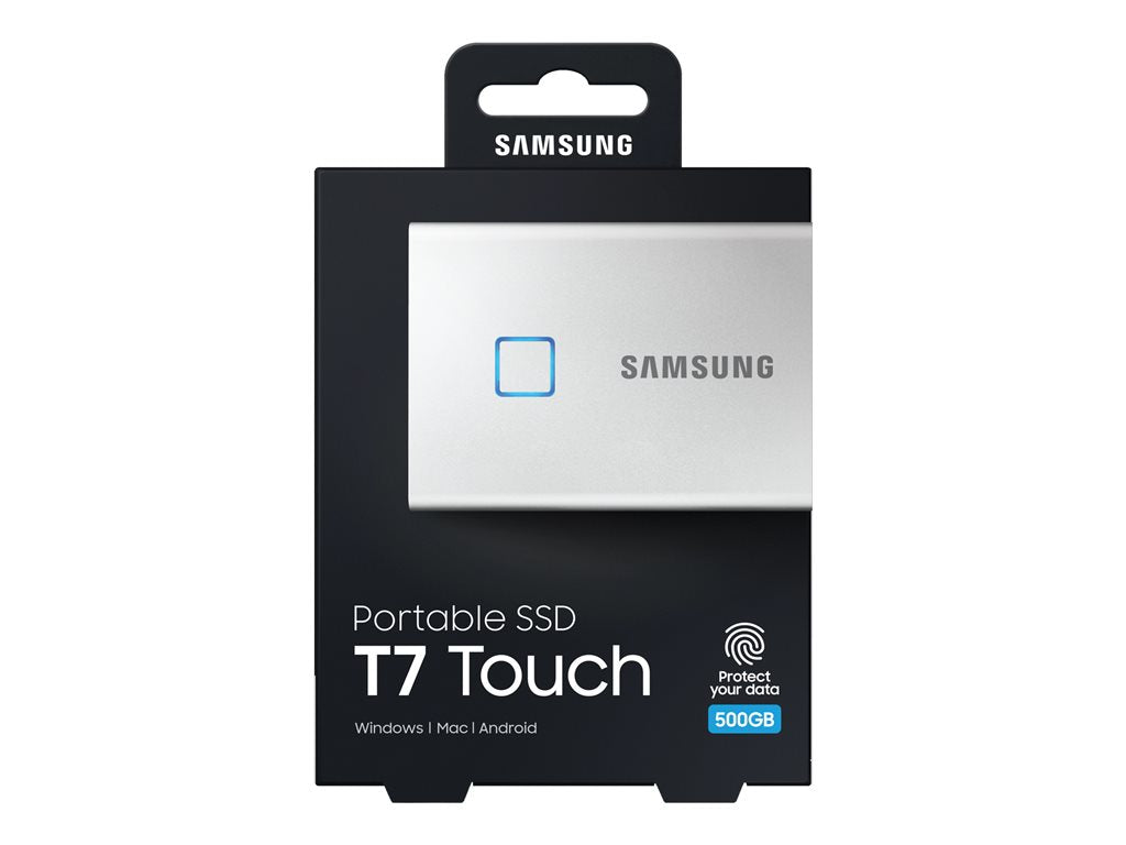 Samsung T7 Touch MU-PC500S - SSD - encrypted - 500 GB - external (portable) - USB 3.2 Gen 2 (USB-C connector) - 256-bit