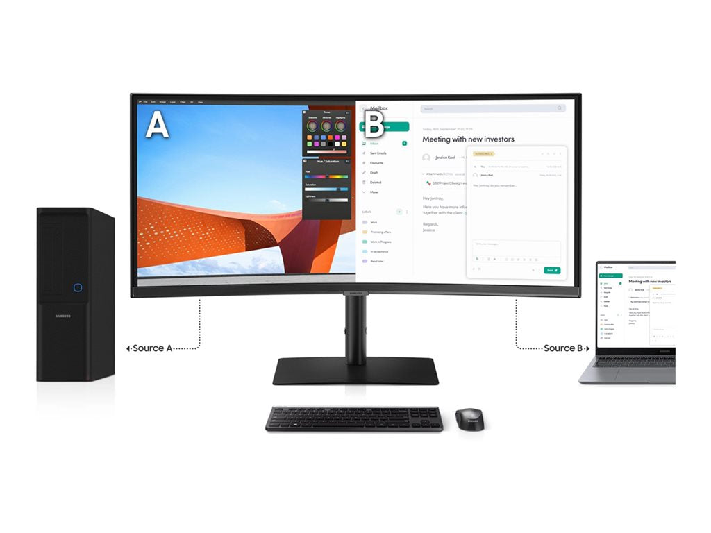 Samsung ViewFinity S6 S34C654UAN - S65UC Series - LED monitor - curved - 34 - 3440 x 1440 UWQHD @ 100 Hz - VA - 350 cd/mï¿½ -