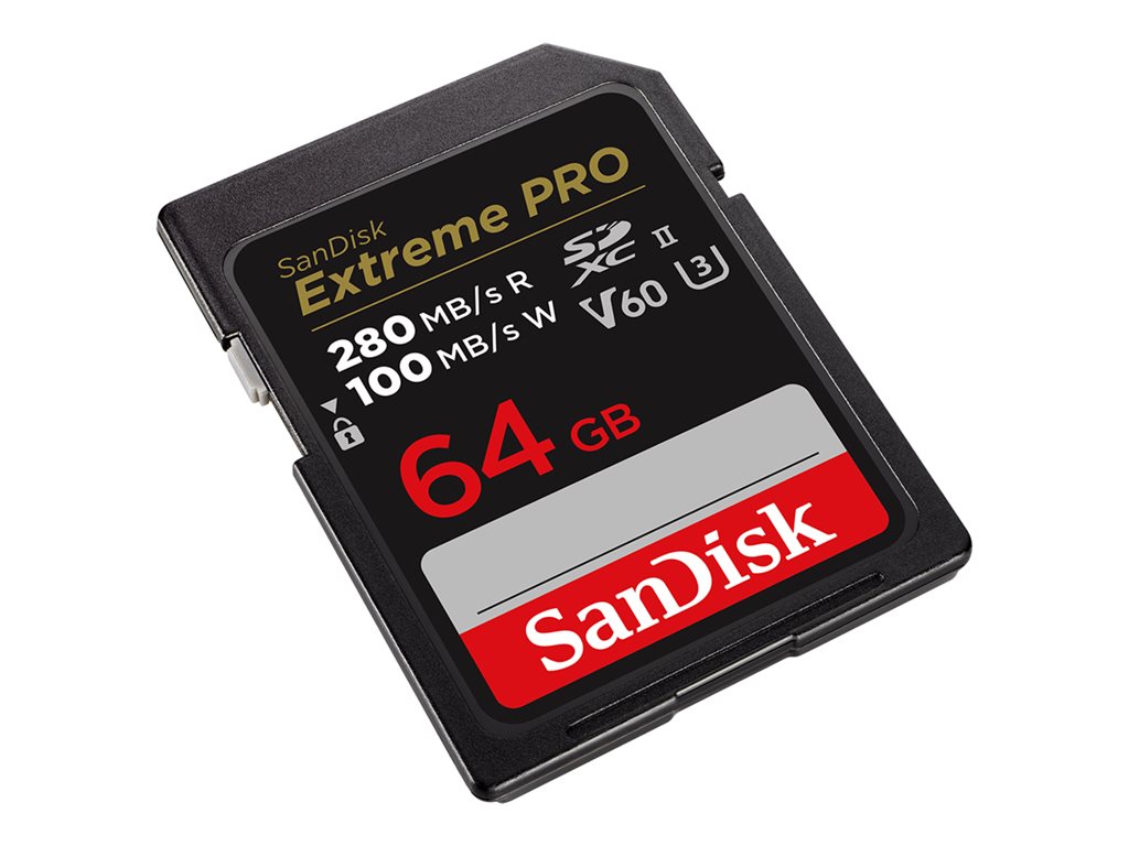 SanDisk Extreme Pro - Flash memory card - 64 GB - Video Class V60 / UHS-II U3 / Class10 - SDXC UHS-II SDSDXEP-064G-GN4IN
