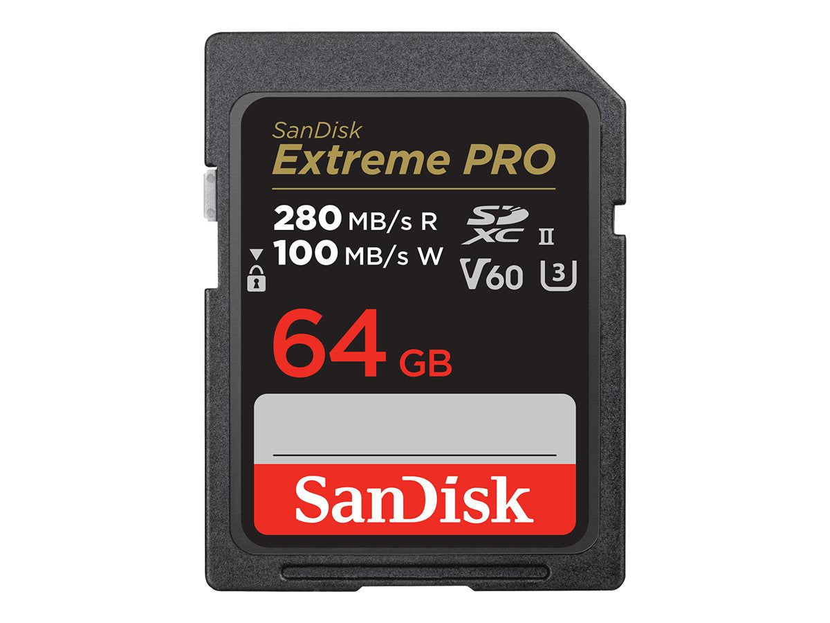 SanDisk Extreme Pro - Flash memory card - 64 GB - Video Class V60 / UHS-II U3 / Class10 - SDXC UHS-II SDSDXEP-064G-GN4IN
