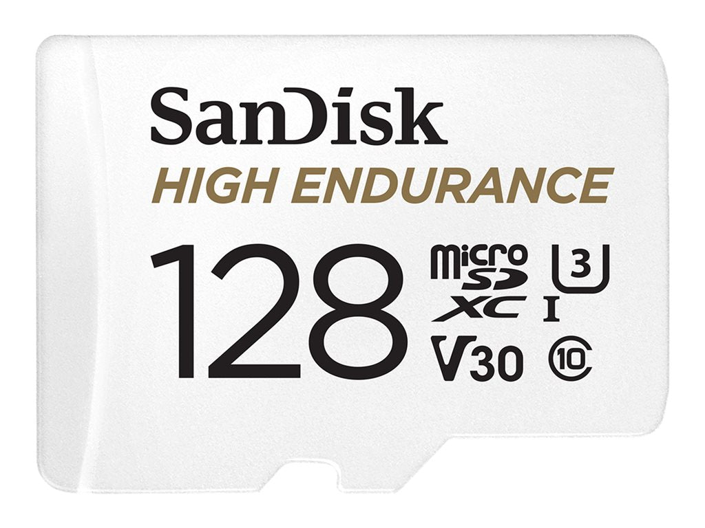 SanDisk High Endurance - Flash memory card (microSDXC to SD adapter included) - 128 GB - Video Class V30 / UHS-I U3 /