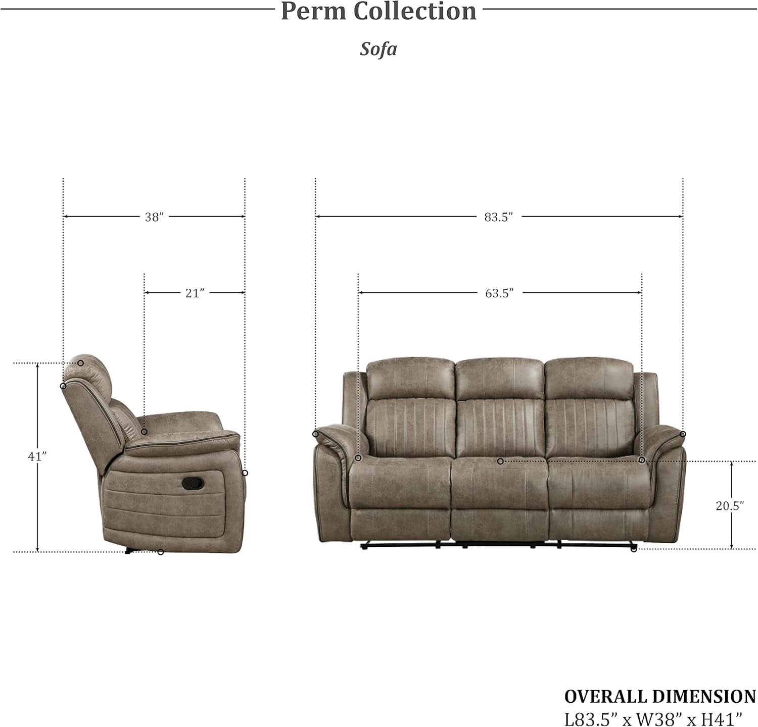 Sandy Brown Microfiber 3 Piece Reclining Living Room Set