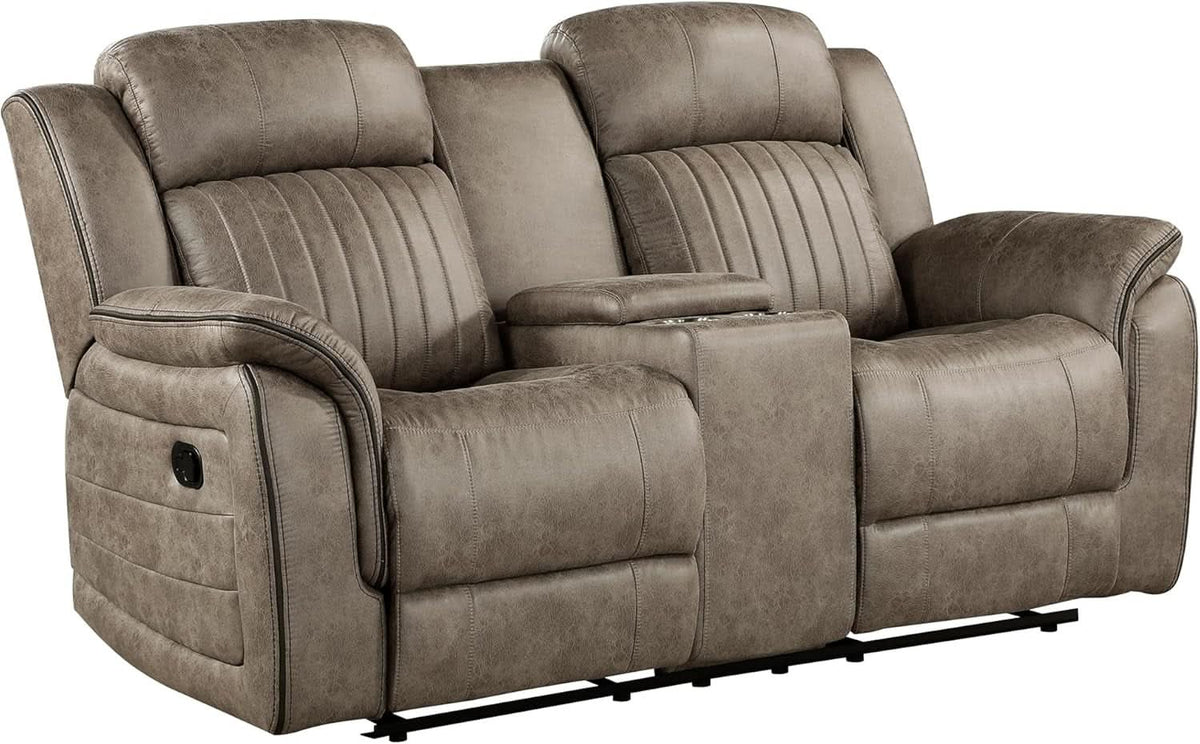 Sandy Brown Microfiber 3 Piece Reclining Living Room Set