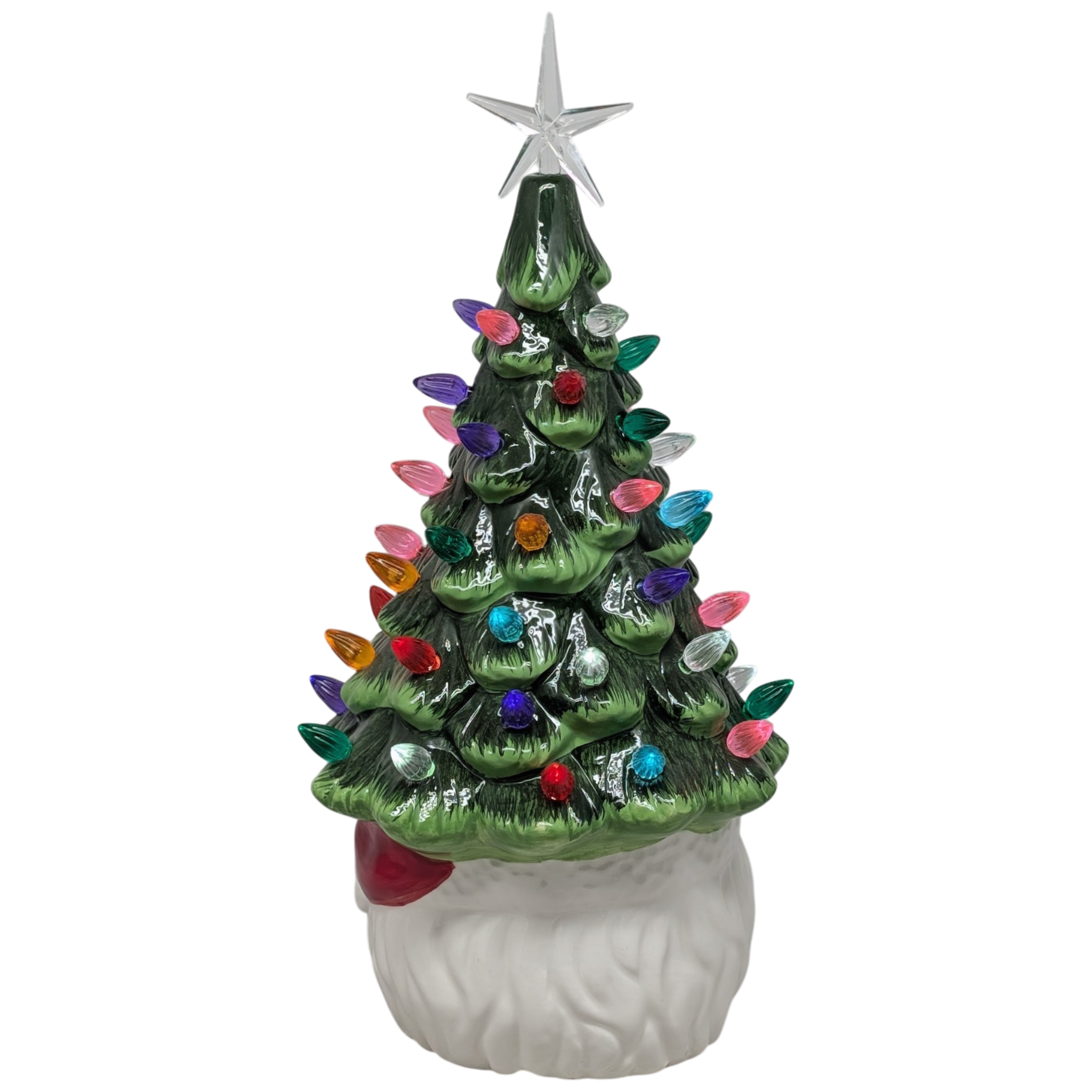 Santa  Ceramic Christmas Tree Lighted  With Timer