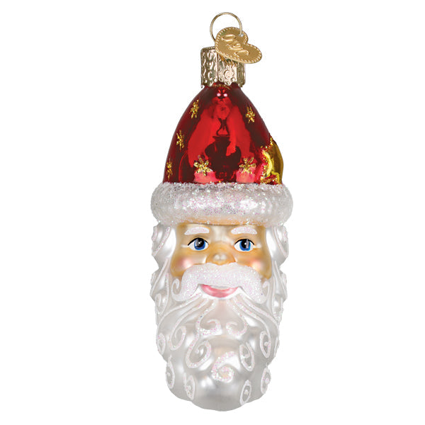Santa Moon Face Glass Ornament