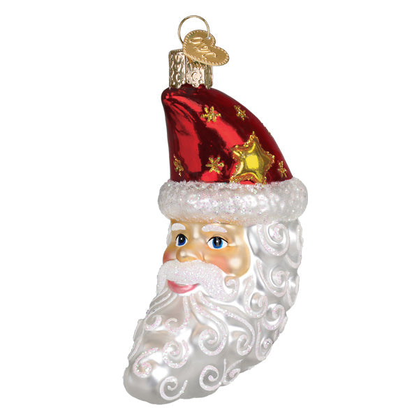 Santa Moon Face Glass Ornament