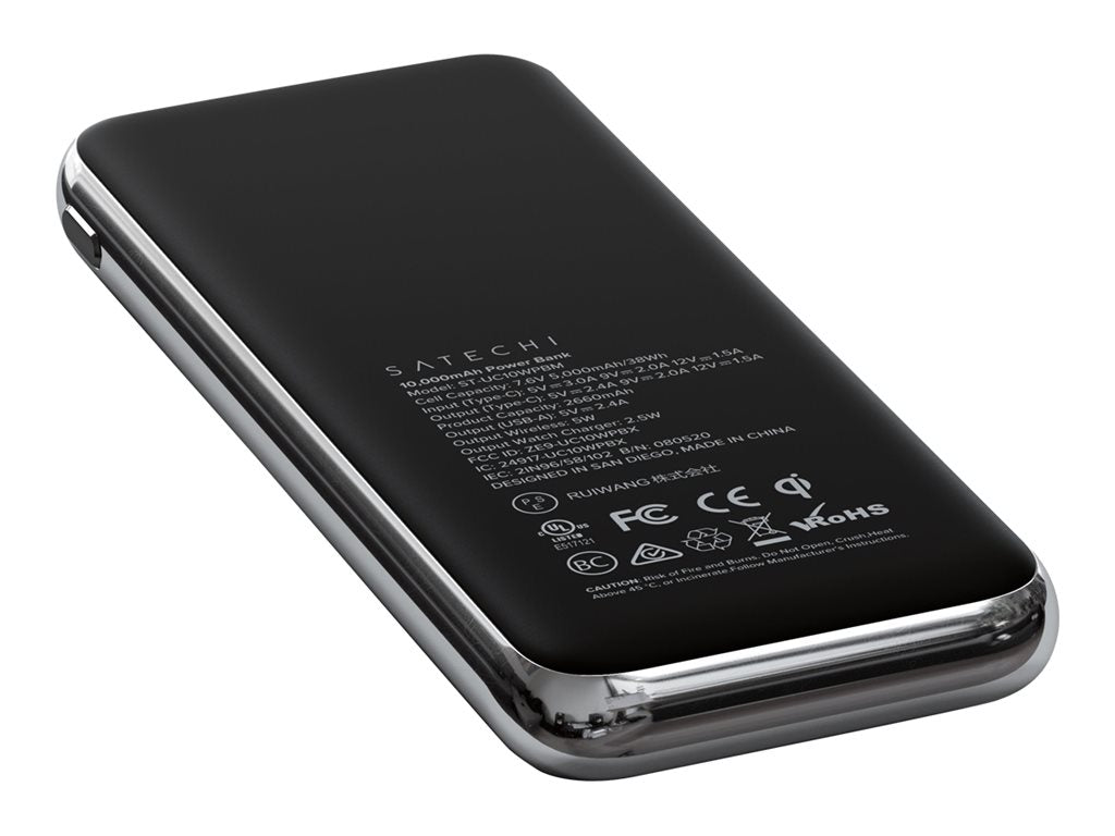 Satechi Quatro - Wireless power bank - 10000 mAh - 18 Watt - 2 output connectors (USB, 24 pin USB-C) - for Apple AirPods (wireless ST-UC10WPBM